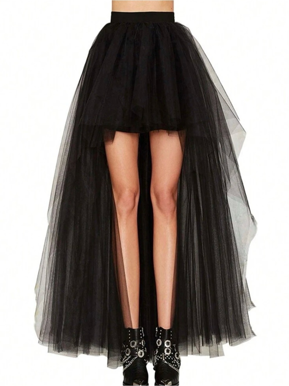 Black High-Low Tulle Skirt